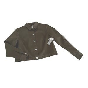 Worthington Women's 10P PETITE Utility Jacket Olive Green Cropped Blazer NWT